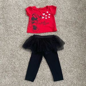 Disneybaby toddler girl Minnie Mouse T-shirt and tutu leggings size 18 months